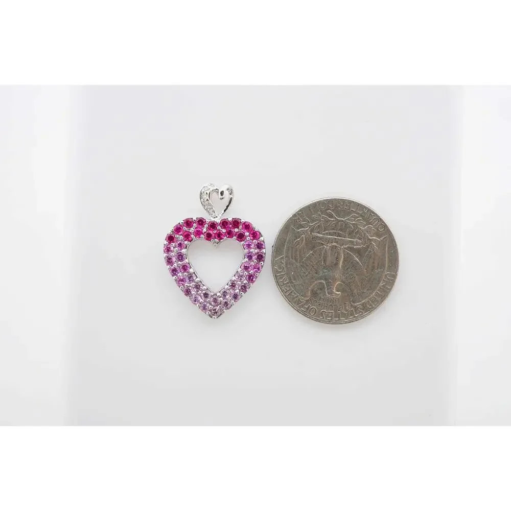 Estate Sale 10k White Gold Sapphire Diamond Charm 1.07 TCW Vintage Jewelry - Picture 5 of 6